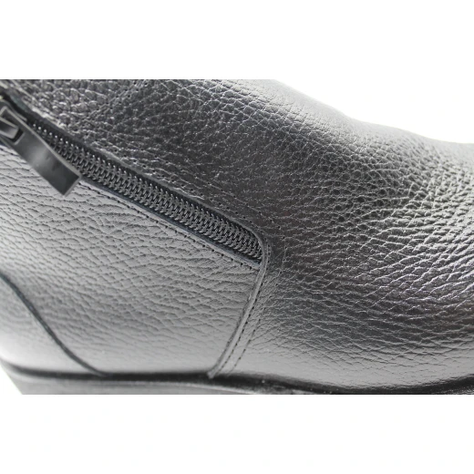 Men's Black Pebbled Leather Ankle Boots with Side Zipper – Smart Casual/Dress Winter Shoes – Premium Comfort and Style for Business & Daily Wear 42 - Shooz - Image 7