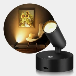 Wireless LED Spotlight for Indoor Use, Battery-Powered, Bright & Energy-Efficient Accent Light, Stick-On Rotating Light for Closets, Shelves, or Wall Display
