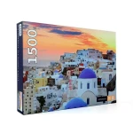 بازل منظر البحر الأبيض المتوسط (Mediterranean Scenery) - 1500 قطعة - مقاس 80x60 سم - غروب الشمس في سانتوريني - للكبار والمراهقين 14+ - ماي دولي