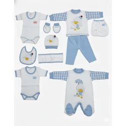 Luxury Newborn Baby Boy Layette Set with Matching Blanket | Dapper Duck Theme 10 pieces