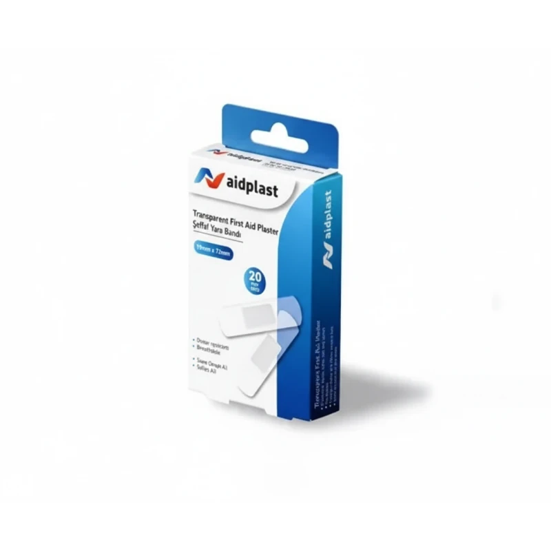 ضمادات الإسعافات الأولية الشفافة من Aidplast، 19 ملم × 72 ملم، عبوة 20 قطعة، مقاومة للماء - إيد بلاست