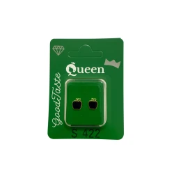 أقراط كوين الطبية - زوج، مصنوعة من الفولاذ الجراحي المضاد للحساسية ومطلية بالذهب، آمنة