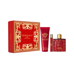 Versace Eros Flame Men's Fragrance Gift Set, Eau De Parfum Spray, Travel Size, Shower Gel