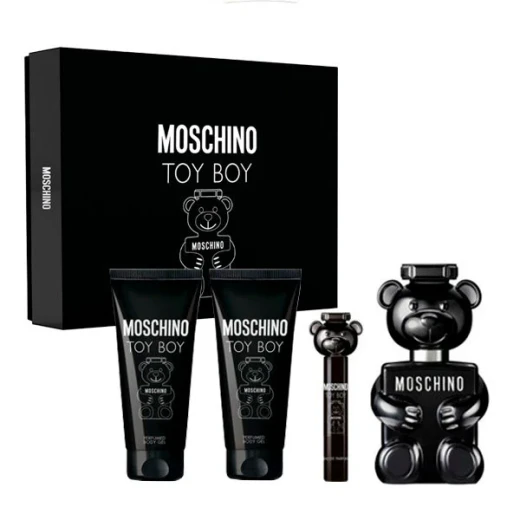 Moschino Toy Boy Men's Fragrance Gift Set: Woody Spicy Scent with 4 Pieces Including Eau de Parfum, Shower Gel, and Aftershave Balm, Ideal for Gifting Moschino Toy Boy Men's Fragrance Gift Set: Woody Spicy Scent with 4 Pieces Including Eau de Parfum, Shower Gel, and Aftershave Balm, Ideal for Gifting