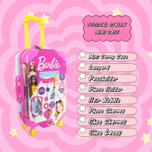 Barbie Mini Styling Case Fashion Design Set Assorted : Includes 10+ Accessories, Customizable Styles, Portable Case for On the Go Fun, Perfect Gift for Girls Ages 3+ Enhances Creativity - Barbie - Image 6