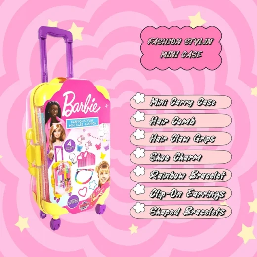 Barbie Mini Styling Case Fashion Design Set Assorted : Includes 10+ Accessories, Customizable Styles, Portable Case for On the Go Fun, Perfect Gift for Girls Ages 3+ Enhances Creativity - Barbie - Image 5