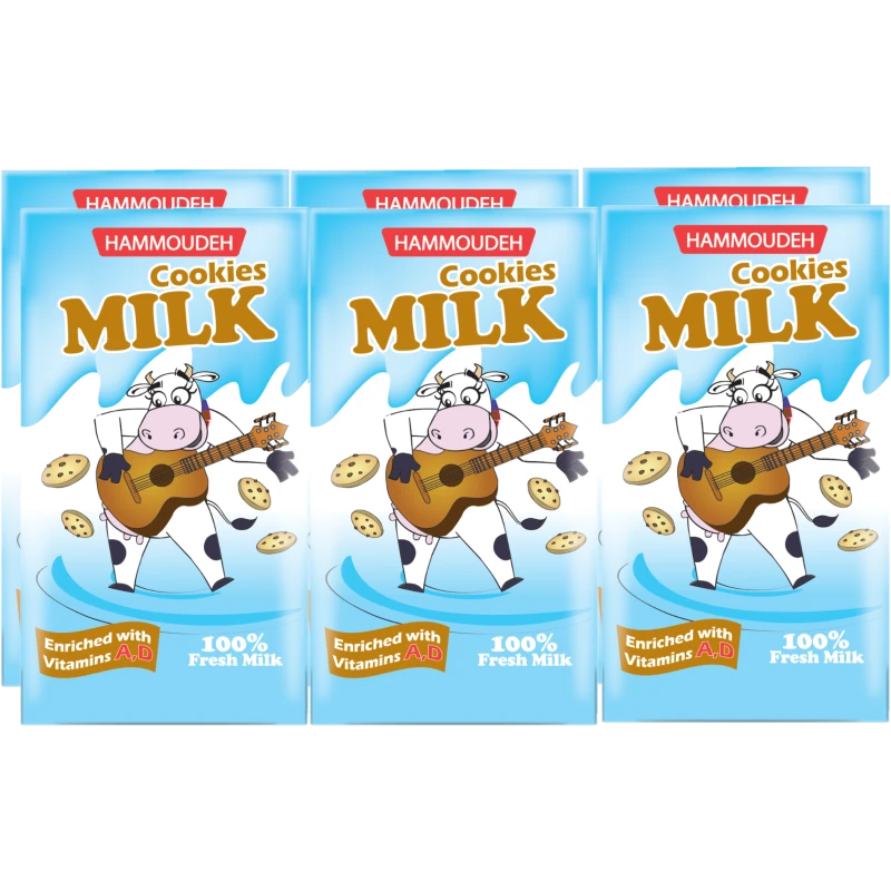 Hammoudeh Cookies Milk 125ml Pack of 6, Delicious and Nutritious Snack for Kids and Adults - Hammoudeh