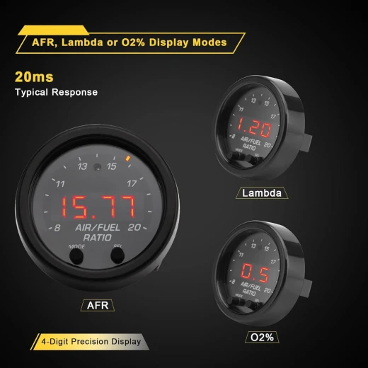 طقم مقياس نسبة الهواء/الوقود AEM X-Series Wideband UEGO، إطار أسود، واجهة سوداء، 2 1/16 بوصة - ايه اي ام - Image 6
