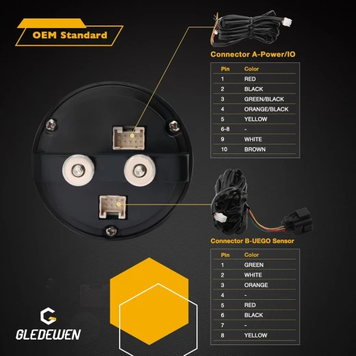 طقم مقياس نسبة الهواء/الوقود AEM X-Series Wideband UEGO، إطار أسود، واجهة سوداء، 2 1/16 بوصة - ايه اي ام - Image 7