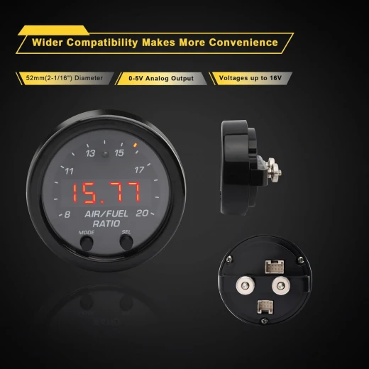 طقم مقياس نسبة الهواء/الوقود AEM X-Series Wideband UEGO، إطار أسود، واجهة سوداء، 2 1/16 بوصة - ايه اي ام - Image 8