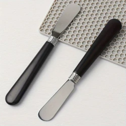 Stainless Steel Cheese Knife Butter Spreader Black Handle Charcuterie Board
