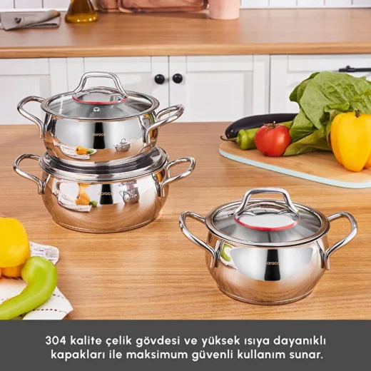 Karaca Emirgan Induction Base 6-Piece Frying Pan Set – Premium 18/10 Stainless Steel, Even Heat Distribution, Suitable for All Stovetops - karaca - Image 8