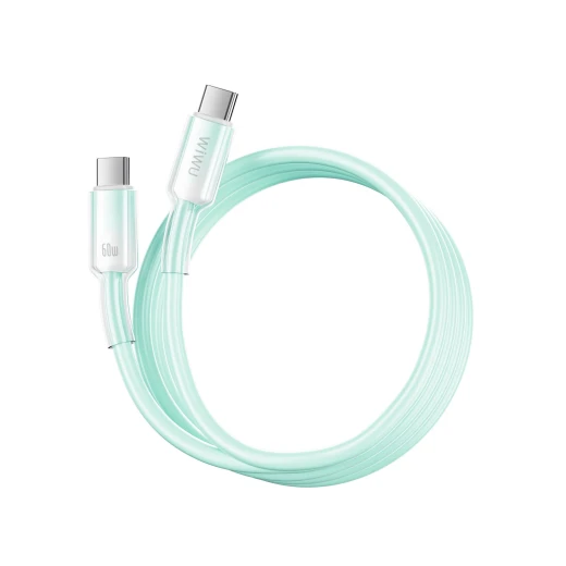 كابل وي وو C063 نيو لينك USB C إلى USB C سيليكون 1 متر أخضر للشحن السريع ونقل البيانات يدعم توصيل الطاقة 60 واط تصميم متين متوافق مع أجهزة الكمبيوتر المحمولة والهواتف الذكية - وي وُو - Image 5
