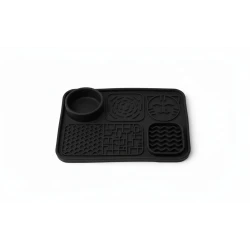 Wimow Pet Food Bowl Mat | Waterproof & Non-Slip Silicone | Keeps Floors Clean, Black