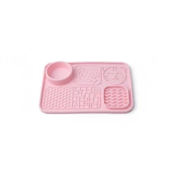 Wimow Pet Food Bowl Mat | Waterproof & Non-Slip Silicone | Keeps Floors Clean, Pink