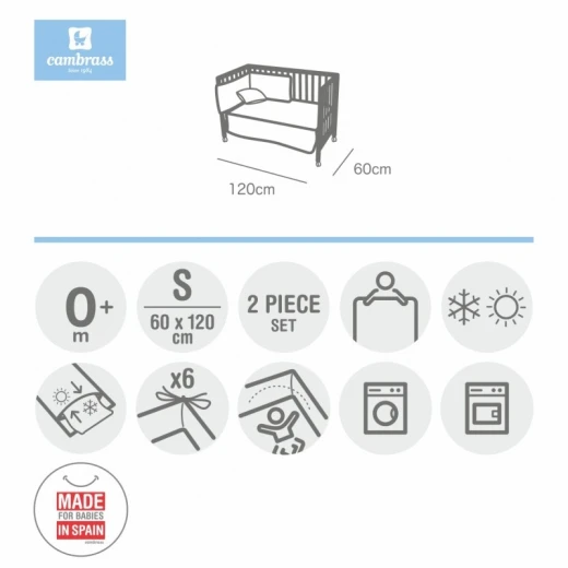 Joggo 2 Piece Crib Bedding Set Grey Vichy Pattern 60x120x3 cm Includes a Fitted Sheet and a Bumper Perfect for Baby's Nursery Safe and Cozy - Image 2