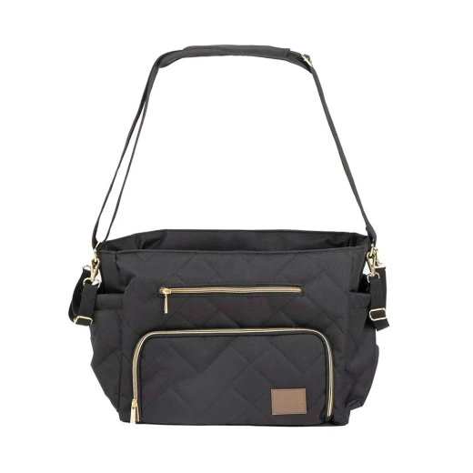 Motto Gold Black Diaper Bag, Large Capacity, Thermal Pockets, Changing Pad Included