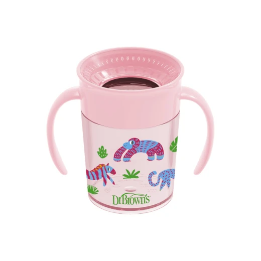 Dr.Brown's Smooth Wall Cheers 360 Cup w/ Handles, 7 oz/200 ml, Pink (6m+), 1-Pack - Dr. Brown's - Image 2