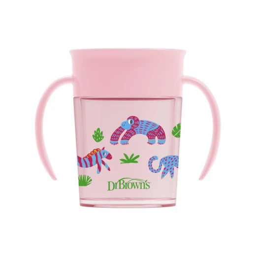 Dr.Brown's Smooth Wall Cheers 360 Cup w/ Handles, 7 oz/200 ml, Pink (6m+), 1-Pack - Dr. Brown's - Image 4