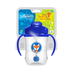 Dr. Brown's 9 oz/270 ml Baby's First Straw Cup w/ Handles - Blue  (6m+), 1-Pack