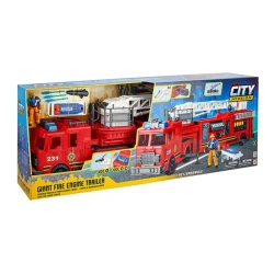 Chap Mei Giant Fire Engine Trailer Playset with Lights and Sound Effects for Kids