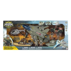 Chap Mei Soldier Force Military Vehicle Playset F14 Fighter Jet, Battle Boat, Tank, ATV, Chopper, 5 Action Figures