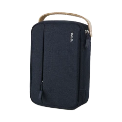 WiWU Cozy Storage Bag, 8.2-Inch Organizer Case for Digital Accessories, Nylon & Leather, Travel-Friendly Dark Blue