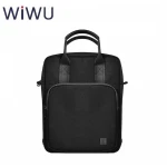 WiWU Alpha Vertical Laptop Bag for 11-Inch, Black, Water-Resistant with Multi-Pocket Front Compartment, Extra Zipper Storage & Silicone Corner Protection - Wiwu
