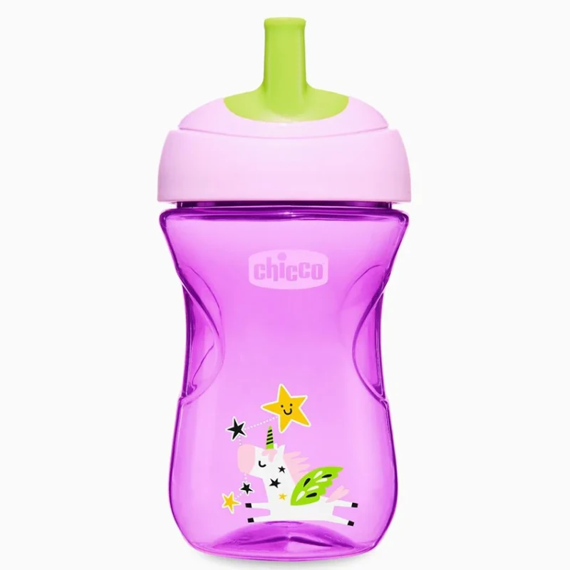 Chicco Advanced Straw Cup 266ml (12M+) Anti-Drip Training Cup with Ergonomic Straw, Purple