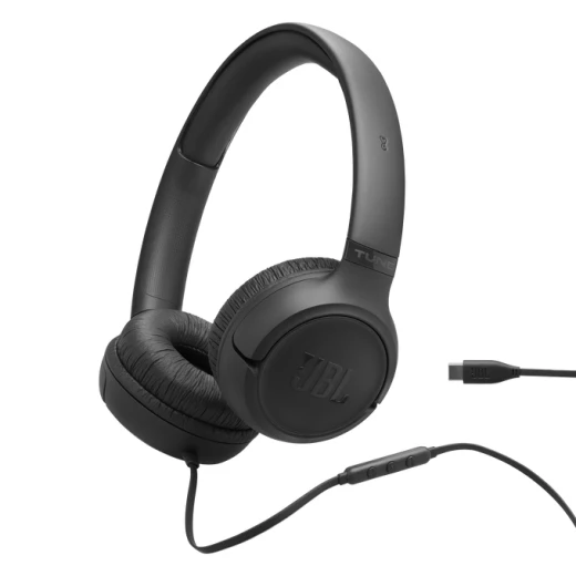 سماعات أذن JBL Tune 530C فوق الأذن، سلكية بمنفذ USB-C، صوت بيور باس، أسود سماعات أذن JBL Tune 530C فوق الأذن، سلكية بمنفذ USB-C، صوت بيور باس، أسود