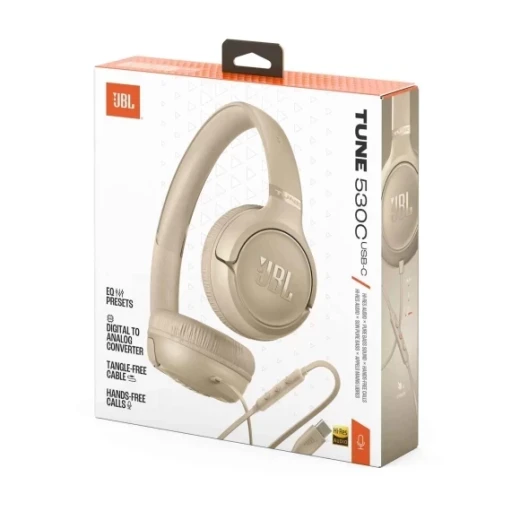 سماعات أذن JBL Tune 530C على الأذن، سلكية USB-C، صوت بيور باس، - Image 3