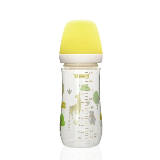 قارورة رضاعة فارفلين واسعة العنق 270 مل من البولي بروبلين مع ماصة سيليكون ناعمة، غطاء أصفر - فارلين - Image 3