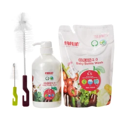Farlin Clean 2.0 Bottle Wash Combo Set Plant Based Cleanser, Eco Friendly, 500ml