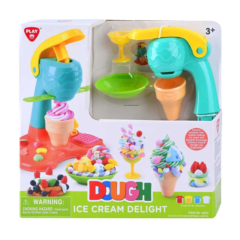 Playgo Delicious Ice Cream Clay Set 4 Clay Pots Creative Modeling Kit for Kids - Playgro