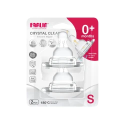 Farlin Anti Colic Silicone Nipples Wide Neck for Baby Bottles, 2 Pack