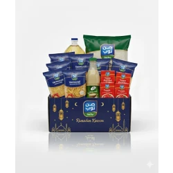 طرد رمضان – أرز 3.5 كغم، سكر 1 كغم، معكرونة 150 غم، زيت دوار الشمس 1 لتر، طحينة 900 غم ومعجون طماطم x 4 135 غم