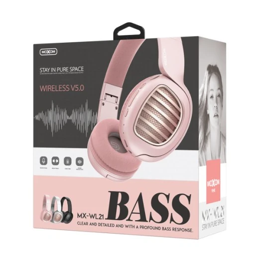 MoXoM MX-WL21 Bluetooth Headphones Wireless Over-Ear with 10-Hour Battery, pink MoXoM MX-WL21 Bluetooth Headphones Wireless Over-Ear with 10-Hour Battery, pink