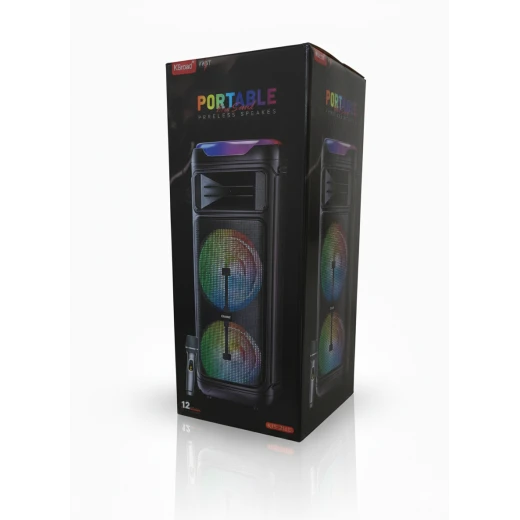 KTS-2146 مكبر صوت لاسلكي محمول مقاس 12 بوصة، مصابيح LED RGB، بلوتوث، USB، TF، AUX + ميكروفون لاسلكي لحفلات الكاريوكي - Image 2