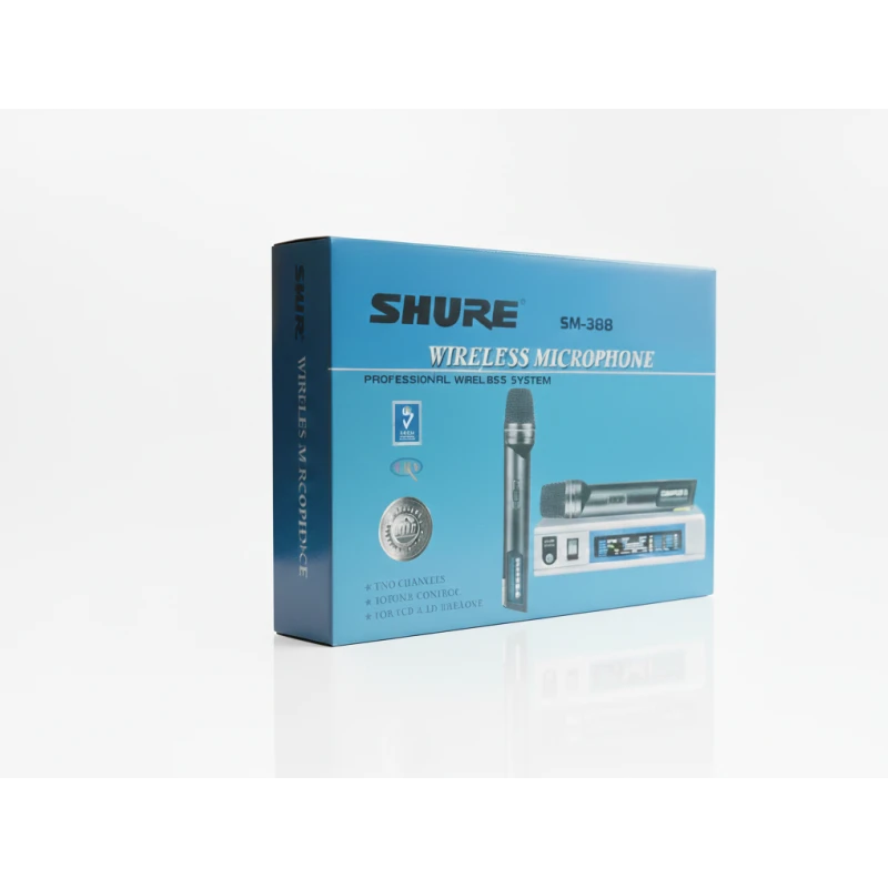 نظام ميكروفون لاسلكي احترافي ثنائي القناة Shure SM388 للكاريوكي والعروض المسرحية