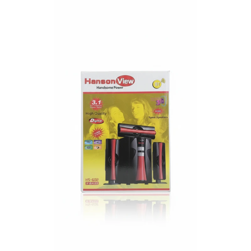 نظام سماعات الوسائط المتعددة هانسون فيو HS-602 X-BASS 3.1 HLFI - USB، SD، بلوتوث، راديو FM، شاشة LED، صوت عالي الجودة