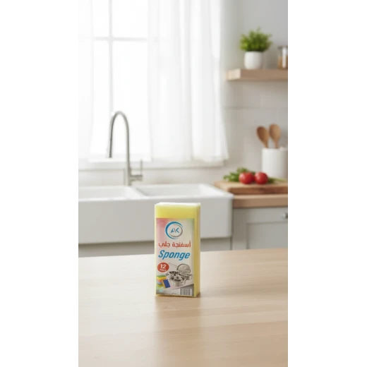 AK – 12 قطعة اسفنجة جلي قوية ومتينة، امتصاص ممتاز لتنظيف الصحون والأسطح بسهولة في المطبخ والمنزل - Image 3