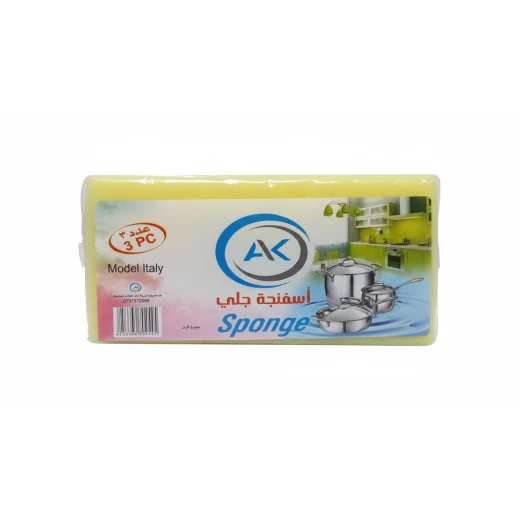 AK أسفنجة جلي – عبوة 3 قطع، تنظيف فعّال وسهل للصحون والأسطح اليومية AK أسفنجة جلي – عبوة 3 قطع، تنظيف فعّال وسهل للصحون والأسطح اليومية