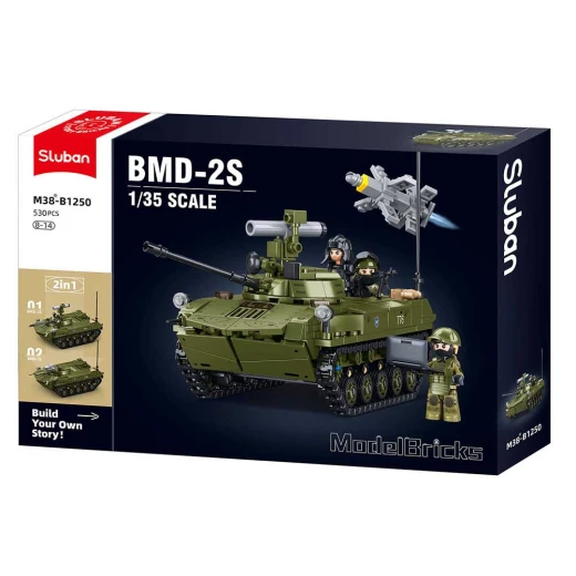 مجموعة بناء دبابة Sluban Modelbricks BMD-2S عسكرية للجيش 530 قطعة 3 مجسمات صغيرة مجموعة بناء دبابة Sluban Modelbricks BMD-2S عسكرية للجيش 530 قطعة 3 مجسمات صغيرة