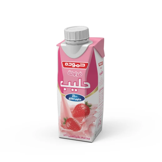 حليب بنكهة الفراولة من حمودة ، كريمي ومنعش، عبوة من 24 زجاجة × 250 مل لكل زجاجة، مثالي للأطفال والكبار، حصص فردية مريحة - حمودة - Image 2