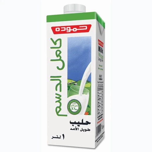 حليب حمودة كامل الدسم سائل - عبوة من 10 قطع، لتر واحد لكل عبوة | حليب غني، مغذٍ، وطازج - حمودة - Image 2
