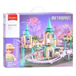 Sluban Metropolis Roller Coaster Building Set, 448 Pieces, Theme Park Model, Kids Construction Toy
