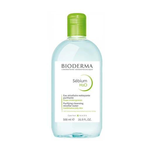Bioderma Sebium H2O Micellar Water 500ml, Cleanses, Removes Makeup, Purifies Skin