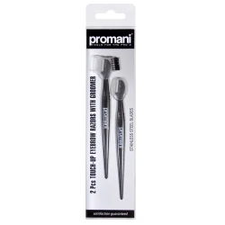 Promani 2 PCS Eyebrow Razors with Groomer, Stainless Steel Blades for Precise Shaping