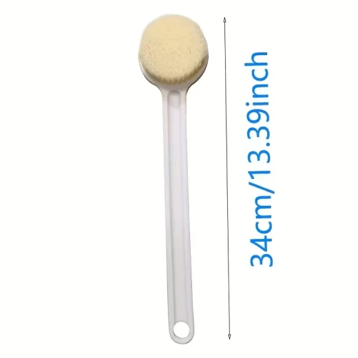 Long Handle Bath Brush with Soft Bristles, White, 14.57 Inch - K store - Image 2