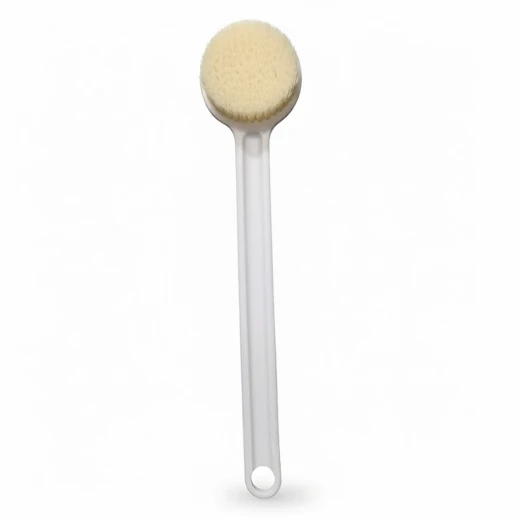 Long Handle Bath Brush with Soft Bristles, White, 14.57 Inch